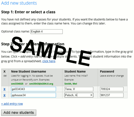 add student sample